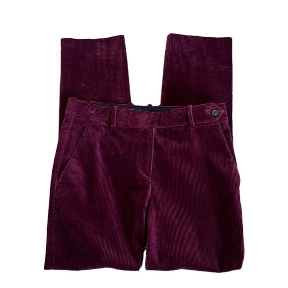 Theory Women's Size 0 Slim Trouser Corduroy Pant Merlot EUC Ankle Crop Inseam 26 - Picture 2 of 12
